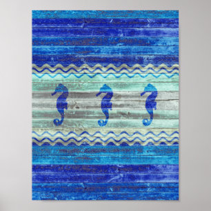 Rustikale Navy Blue Coastal Dekoration Seepferde