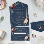 Rustikale Navy Blue Gold Geometric Wedding All In One Einladung<br><div class="desc">Die Kombination von marineblauen und luxuriösen Goldakzenten sowie das zeitgenössische geometrische Design Set den Ton für eine stilvolle und elegante Hochzeit. Das All-in-One-Format enthält eine abnehmbare RSVP-Karte für einfache Gastantworten, die den Planungsprozess nahtlos macht. Verwenden Sie Zazzle's Design-Tool, um diese Einladung anzupassen und Ihre eigene Touch der Personalisierung hinzuzufügen, um...</div>