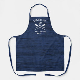 Rustikale Navy Blue Lake House Familienname Schürze