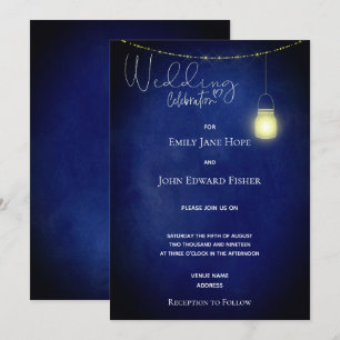 Rustikale Navy Blue Watercolor Mason Jar Wedding Einladung