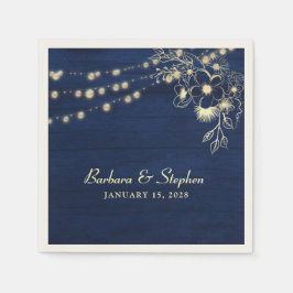 Rustikale Navy-String-Lights Hochzeit von Napkins Serviette