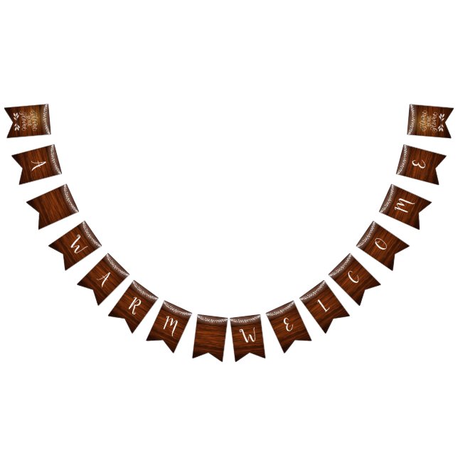 Rustikale neue Zuhause Woodgrain & Faillights Will Wimpelkette (Alle)