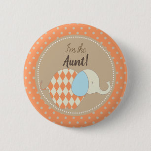 Rustikale neutrale Babyparty bin ich die Tante Button