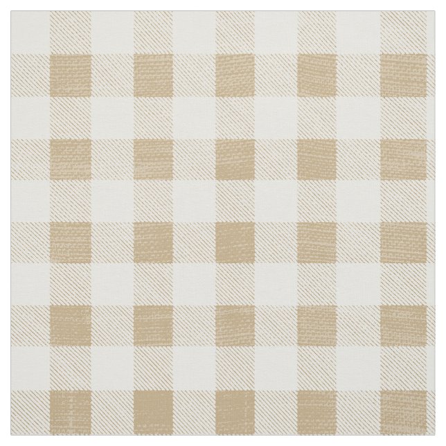Rustikale neutrale Beige Brown Gingham Buffalo Kar Stoff (Muster)