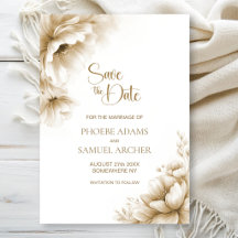 Rustikale neutrale Blumenhochzeit - Save-the-Date-