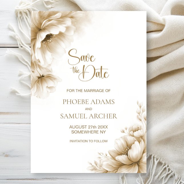 Rustikale neutrale Blumenhochzeit - Save-the-Date- Save The Date (Von Creator hochgeladen)