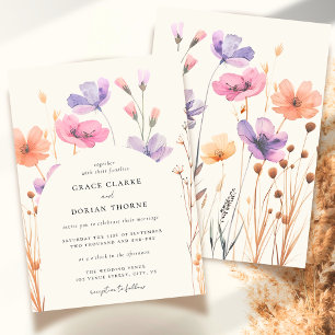 Rustikale neutrale Boho Floral Elfenbein White Wed Einladung