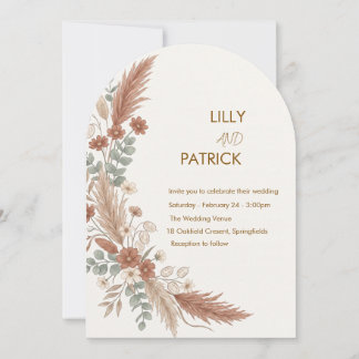 Rustikale neutrale Boho-Floral-Hochzeitseinladung Einladung