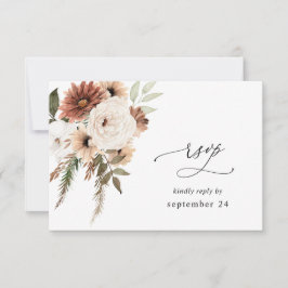 Rustikale neutrale Boho Floral w Meal UAWG RSVP Karte