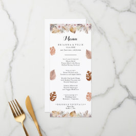Rustikale neutrale Boho-Hochzeit Menükarte