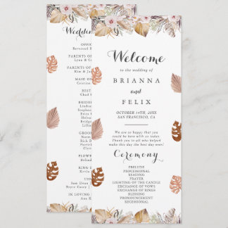 Rustikale neutrale Boho-Hochzeit Programm