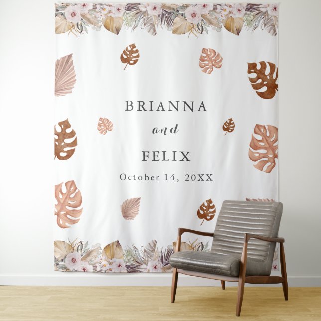 Rustikale neutrale Boho-Hochzeit Wandteppich (Beispiel)