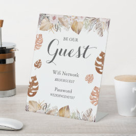 Rustikale neutrale Boho-Hochzeit-Wifi-Tafel Sockelschild