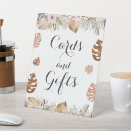 Rustikale neutrale Boho-Hochzeitskarten und Gesche Sockelschild
