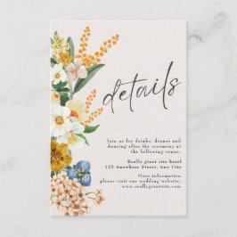 Rustikale neutrale Boho Minimalistische Wildblume  Begleitkarte