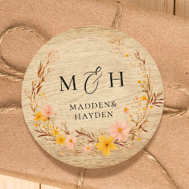 Rustikale neutrale Boho-Wildblume Runder Aufkleber