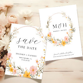 Rustikale neutrale Boho-Wildblume Save The Date