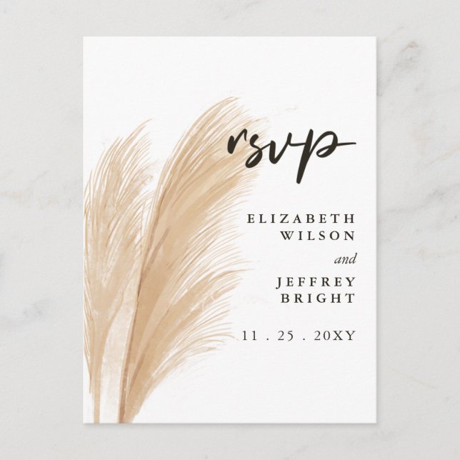 Rustikale neutrale Erden Boho Pampas Grass UAWG In Einladungspostkarte (Vorderseite)