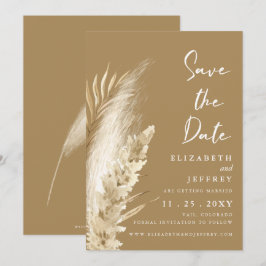 Rustikale neutrale Erden Boho Pampas Save the Date Ankündigung