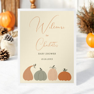 Rustikale, neutrale Fall Pumpkin Baby Dusche Willk Poster