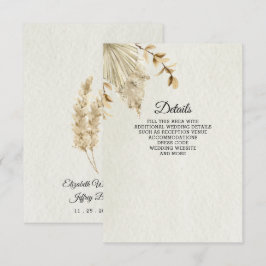 Rustikale neutrale Groß-Hochzeit von Boho Pampas Begleitkarte