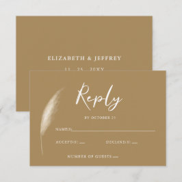 Rustikale neutrale Groß-Hochzeit von Boho Pampas RSVP Karte