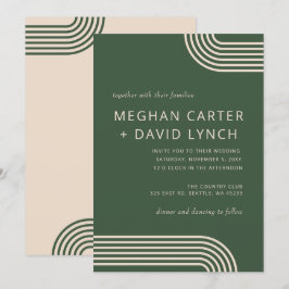 Rustikale, neutrale grüne Hochzeit Einladung