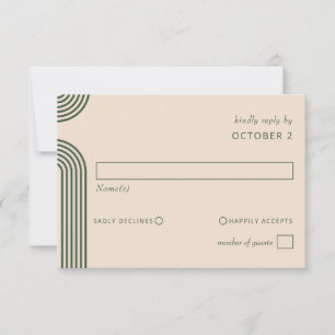 Rustikale, neutrale grüne Hochzeit RSVP Karte