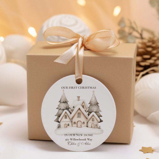 Rustikale neutrale Weihnachten Runder Aufkleber (Von Creator hochgeladen)