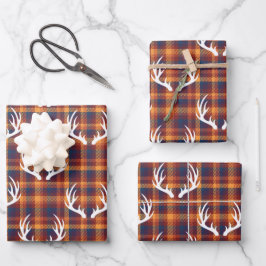 Rustikale Niederschläge Kariert und Weiße Hirschan Geschenkpapier Set