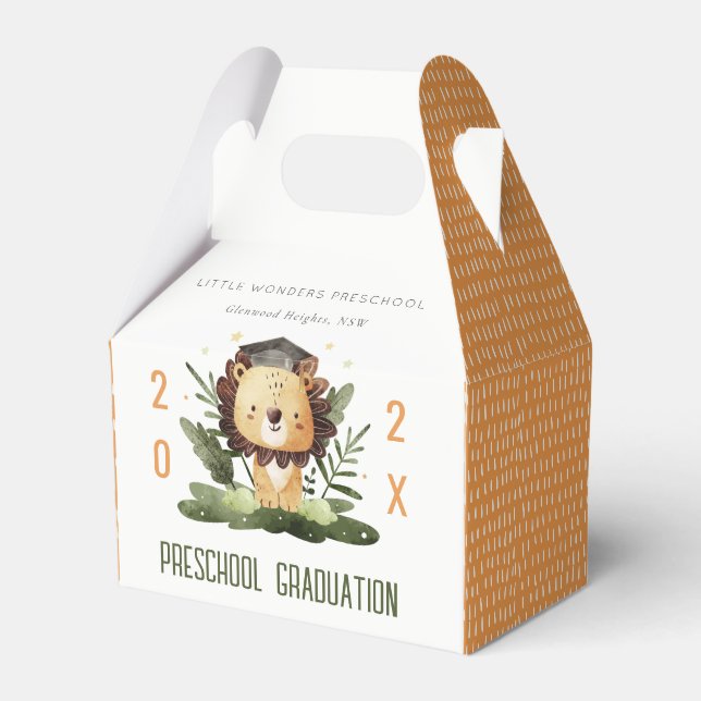 Rustikale Niedlich Kids Lion Foliage Preschool Abs Geschenkschachtel (Vorderseite)