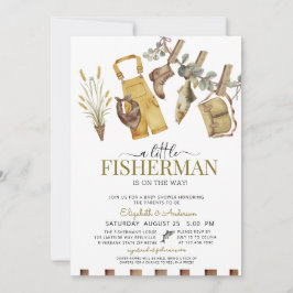 Rustikale Niedlich Little Fisherman Baby Dusche Einladung