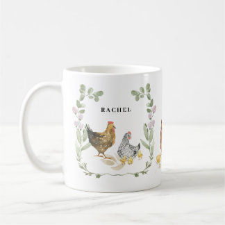 Rustikale Niedliche Hühner Monogramm Name Tasse
