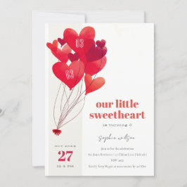 Rustikale Niedliche Rote Herzblasen Sweetheart Geb Einladung