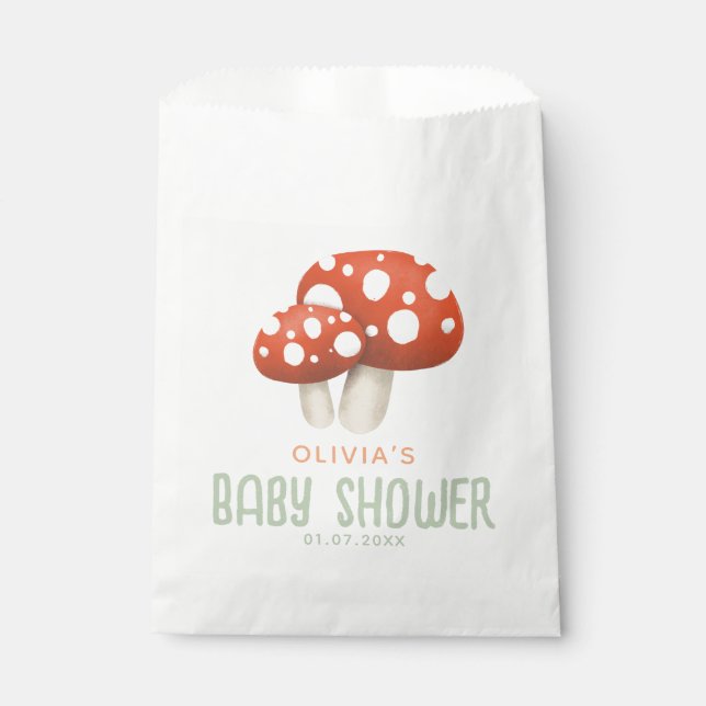 Rustikale Niedliche Woodland Mushroom Kinderdusche Geschenktütchen (Vorderseite)
