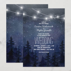 Rustikale Night Sky Forest Wedding   String Lights Einladung