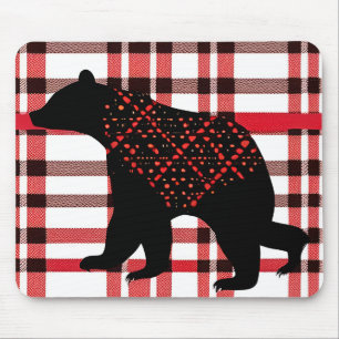 Rustikale Nordwald Schwarzer Bär Silhouette auf Ka Mousepad