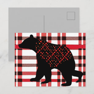 Rustikale Nordwald Schwarzer Bär Silhouette auf Ka Postkarte