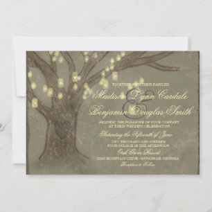 Rustikale Oak Tree Mason Jar Lights Hochzeitseinla Einladung