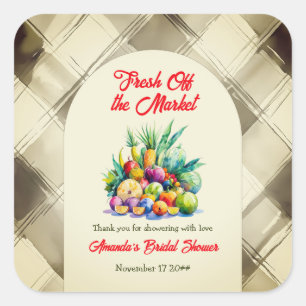 Rustikale Obst-Hochzeitsdusche frisch vom Markt Quadratischer Aufkleber