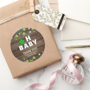 Rustikale Oh Baby St. Patrick's Day Babyparty Runder Aufkleber