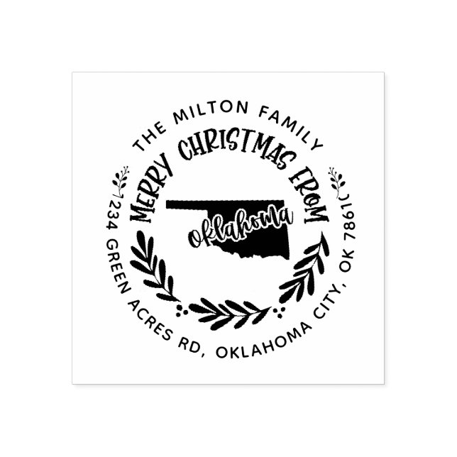 rustikale Oklahoma fröhliche Weihnachtsfeier Rücks Gummistempel (Prägung)