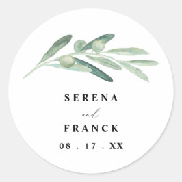Rustikale Olive Branch Hochzeit Runder Aufkleber