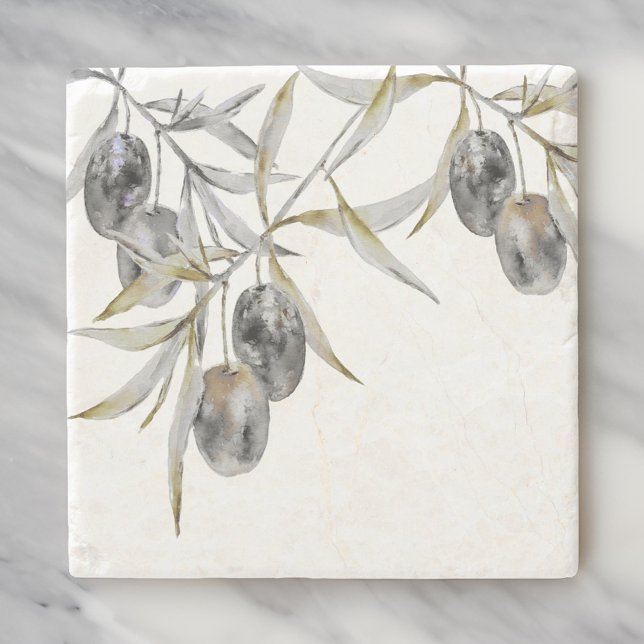 Rustikale Olive Branche Steinuntersetzer (Von Creator hochgeladen)