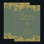 Rustikale Olive & Gold Spitzenklasse Elegant Sweet Einladung<br><div class="desc">Anpassen für jedes Ereignis</div>