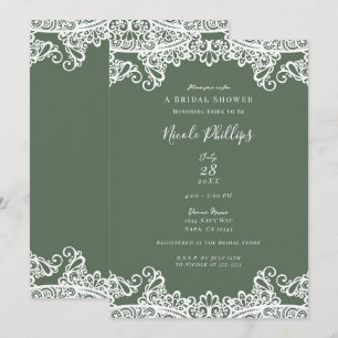 Rustikale Olive & Spitze Elegante Chic Brautparty Einladung