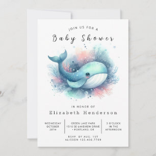 Rustikale Online Whale Baby Dusche Einladung
