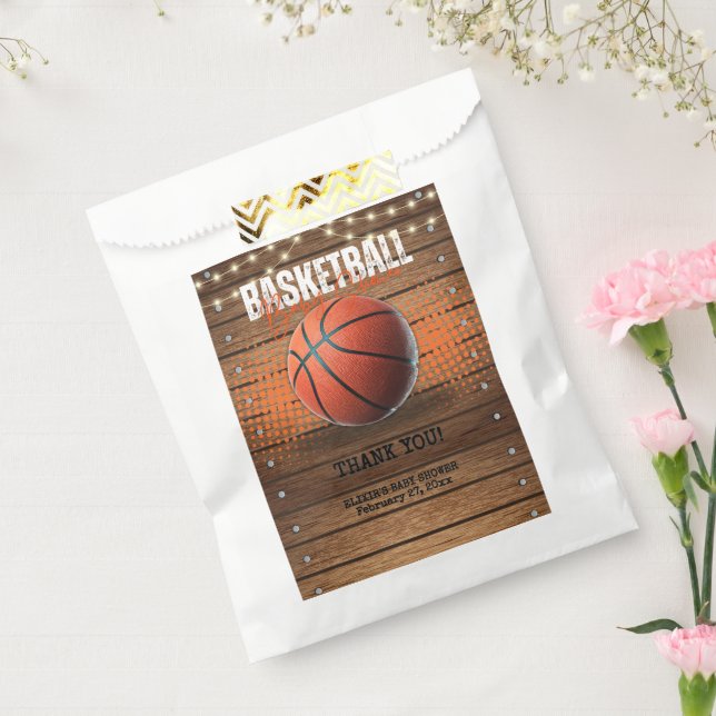 Rustikale Orange Basketball Babydusche Geschenktütchen (Versiegelt)