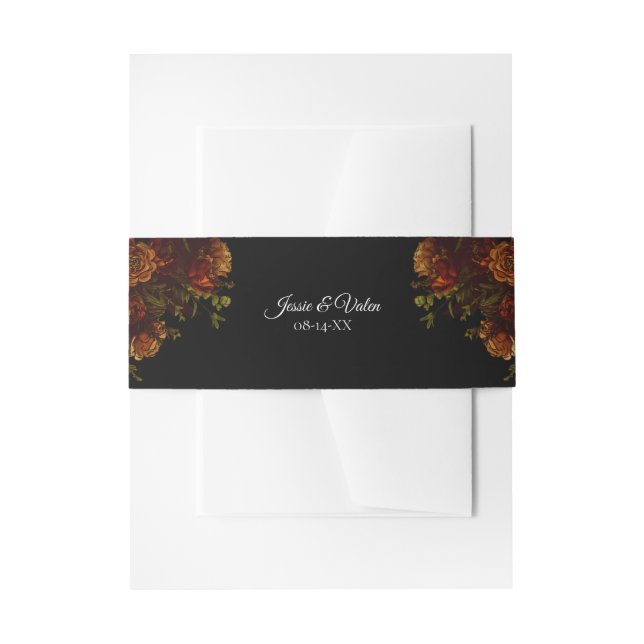 Rustikale Orange Black Elegante Hochzeit Einladung Einladungsbanderole (Vorderseite Beispiel)
