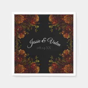 Rustikale Orange Black Elegante Hochzeit Einladung Serviette